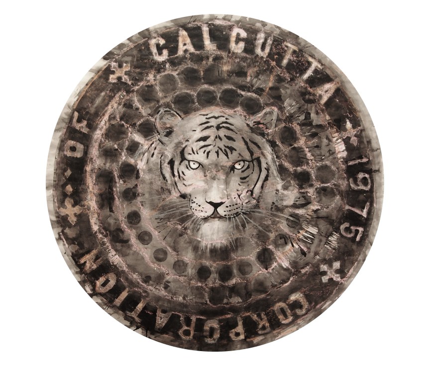 Calcuta bengal tiger / Calcuta 2014/ceras y tinta china sobre papel 80x80 cm