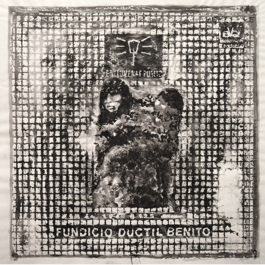 Enllumenat públic (madre e hijo) / BCN 2014/ceras y tinta china sobre papel 80x80 cm
